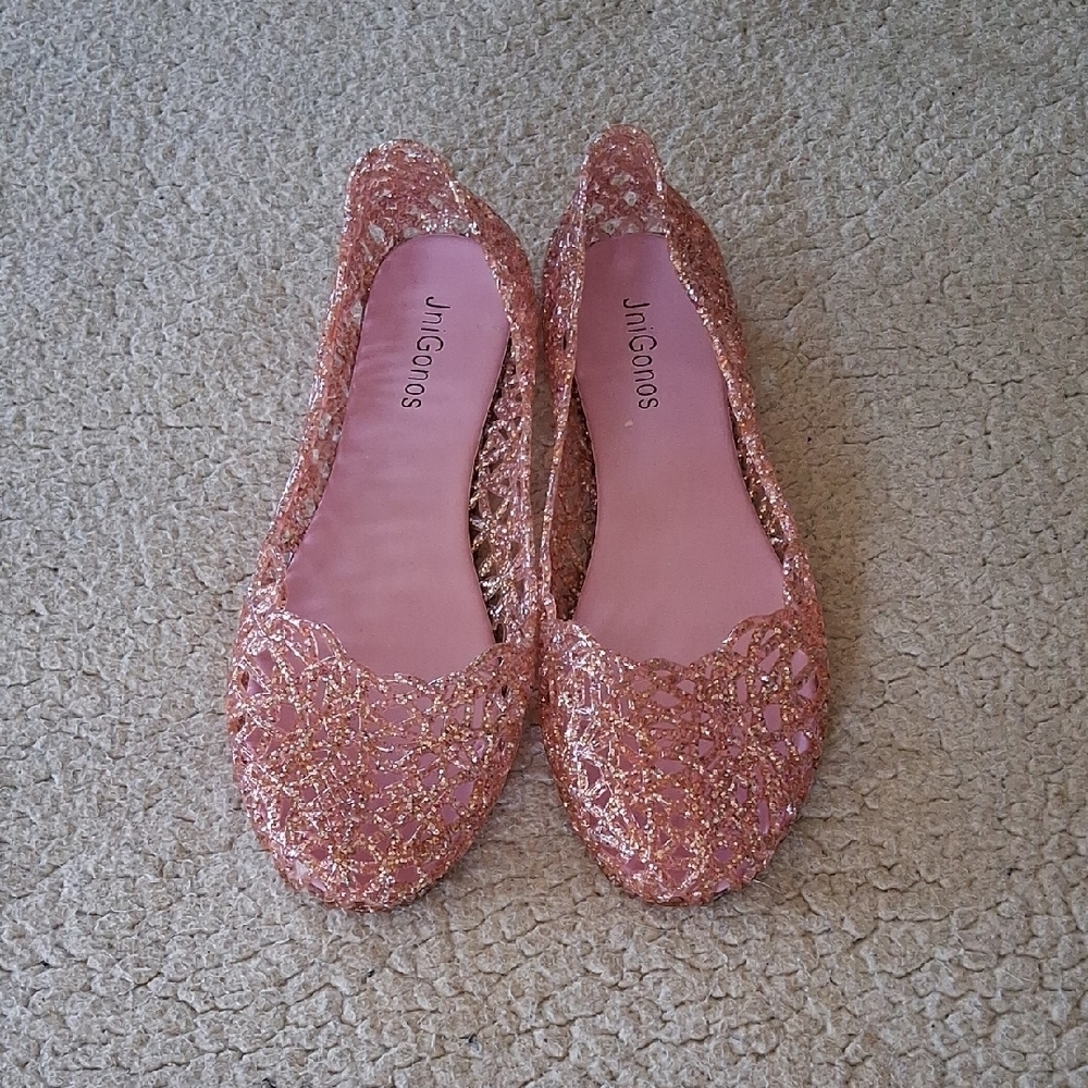 Pink Glitter Flats Size 10 US